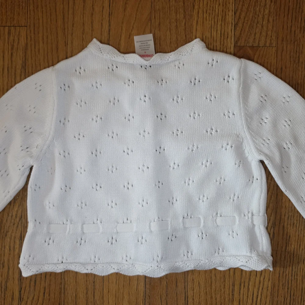 Gymboree White Knit Cardigan with Scalloped Trim Girls Size 5